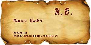 Mancz Bodor névjegykártya
